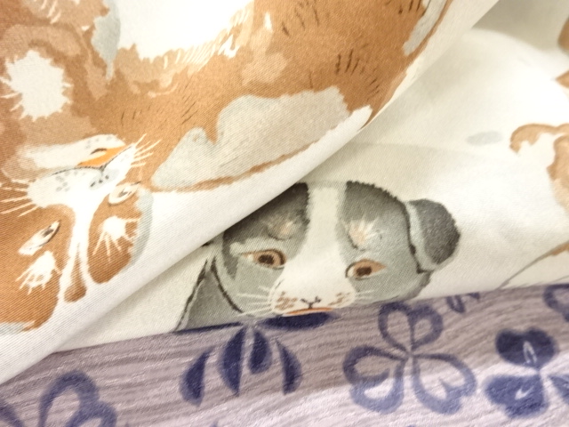  アンティーク　子犬模様肩裏羽織